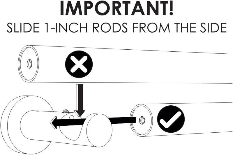Ivilon Ceiling or Wall Mount Curtain Rod Brackets Holders for Curtain Rods of 7/8 and 1 Inch Diameter. Set of 2. Color Black - Image 2